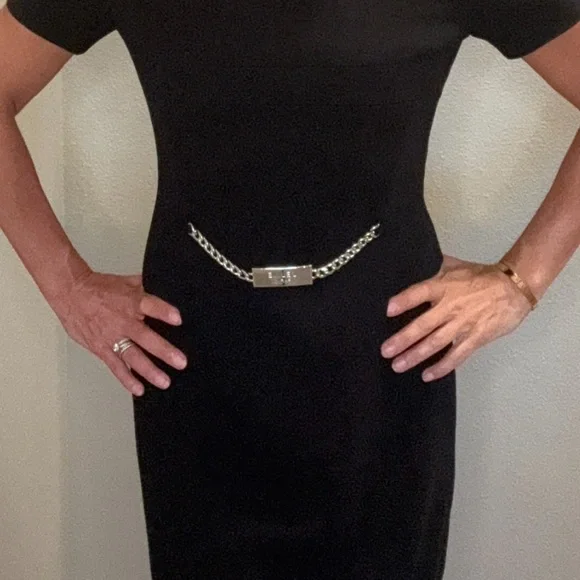 Celine Black Dress with Silver Hardware